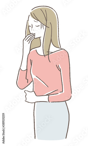 気分が悪い女性　上半身