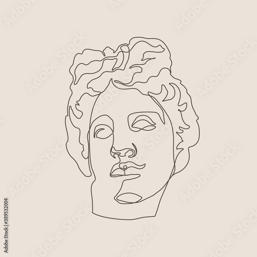 One line Sculpture of Apollo in a minimalistic trendy Style. Vector Illustration of the Greek God for Prints on t-Shirts, Posters, Postcards, Tattoos and more.