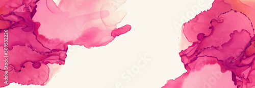 Alcohol ink vector texture banner. Fluid ink abstract background.