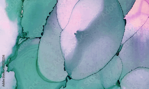 Alcohol ink vector texture banner. Fluid ink abstract background.