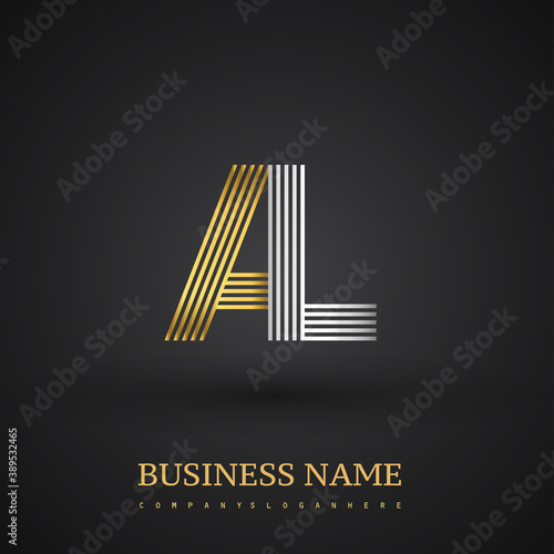 Letter AL logo design. Elegant gold and silver colored, symbol for your business name or company identity.