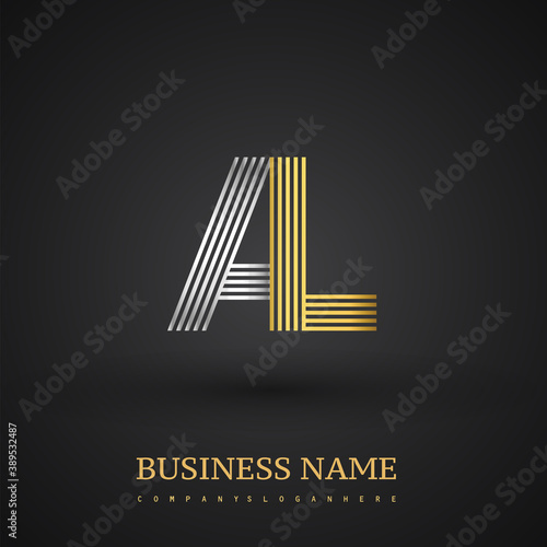 Letter AL logo design. Elegant gold and silver colored, symbol for your business name or company identity.