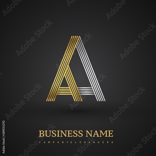 Letter AA logo design. Elegant gold and silver colored, symbol for your business name or company identity.
