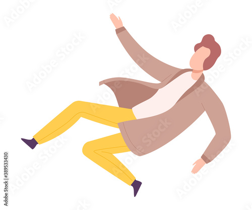 Flying Man Floating in the Air Fantasizing Vector Illustration