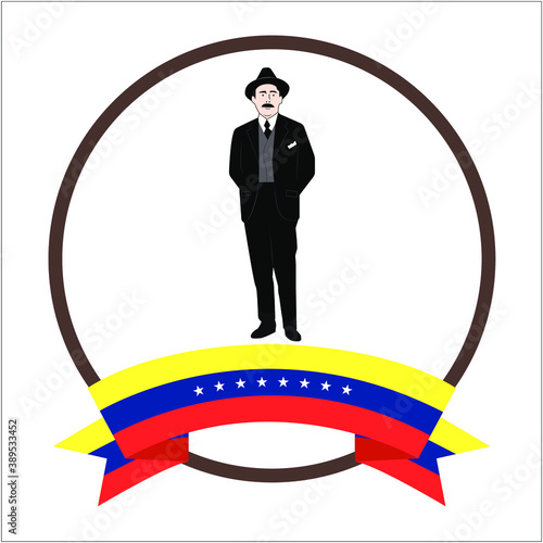 Nice vector illustration about Dr. José Gregorio Hernández with eight stars Venezuela flag. Dr. Jose Gregorio Hernandez. Caracas, Venezuela. photo