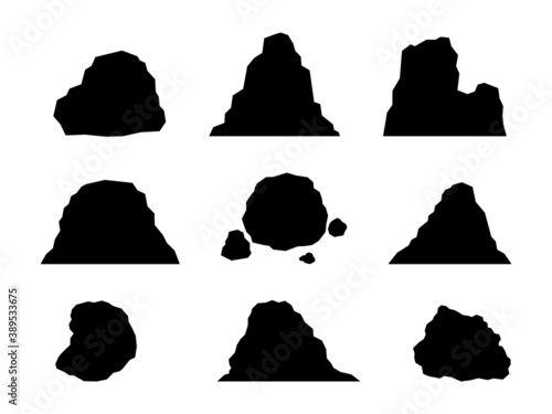 Rock and stone shape vector set.