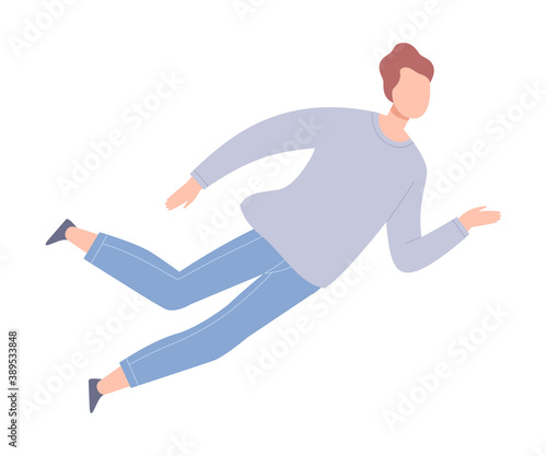 Free Hovering Man Flying and Dreaming Vector Illustration