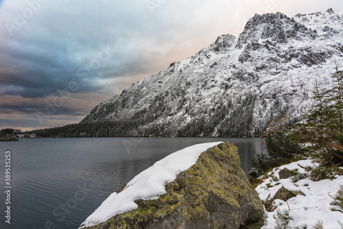 The first snow in the Polish Tatras on Lake Morske Oko © reme80