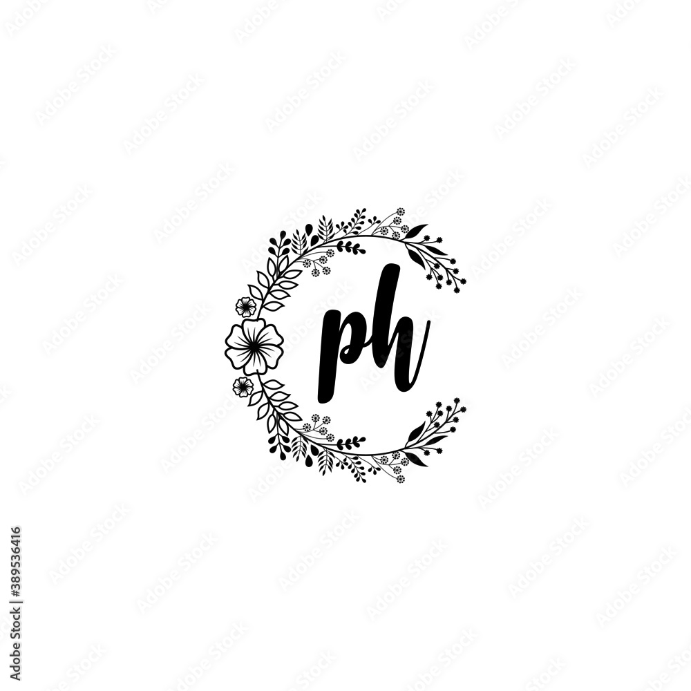 Initial PH Handwriting, Wedding Monogram Logo Design, Modern Minimalistic and Floral templates for Invitation cards Initial PH Handwriting, Wedding Monogram Logo Design, Modern Minimalistic and Floral templates for Invitation cards