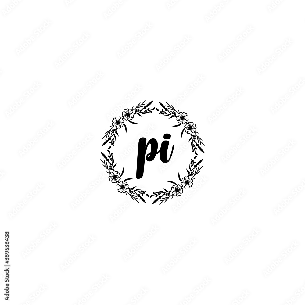 Initial PI Handwriting, Wedding Monogram Logo Design, Modern Minimalistic and Floral templates for Invitation cards Initial PI Handwriting, Wedding Monogram Logo Design, Modern Minimalistic and Floral templates for Invitation cards