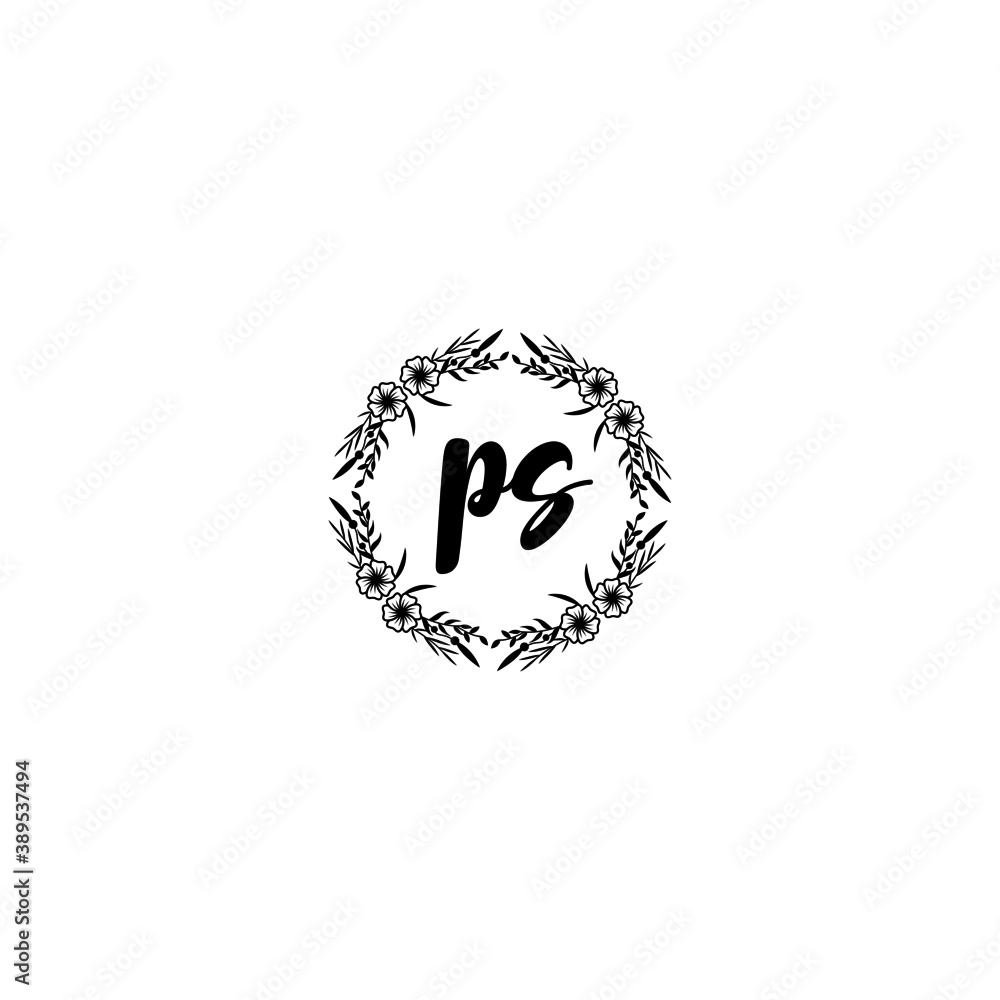 Initial PS Handwriting, Wedding Monogram Logo Design, Modern Minimalistic and Floral templates for Invitation cards Initial PS Handwriting, Wedding Monogram Logo Design, Modern Minimalistic and Floral templates for Invitation cards