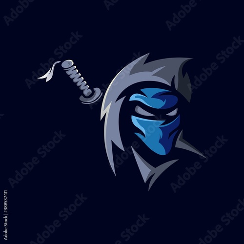 Ninja e-Sport Mascot Logo Design Illustration Vector