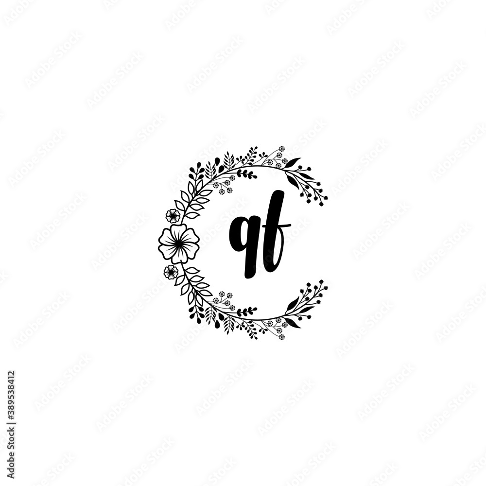 Initial QF Handwriting, Wedding Monogram Logo Design, Modern Minimalistic and Floral templates for Invitation cards Initial QF Handwriting, Wedding Monogram Logo Design, Modern Minimalistic and Floral templates for Invitation cards