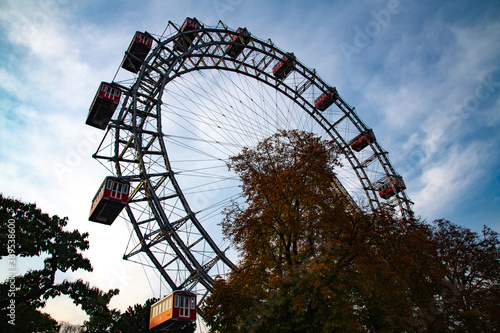 Canvas Print looking up to the big ferris wheel at the Vienna Prater park
