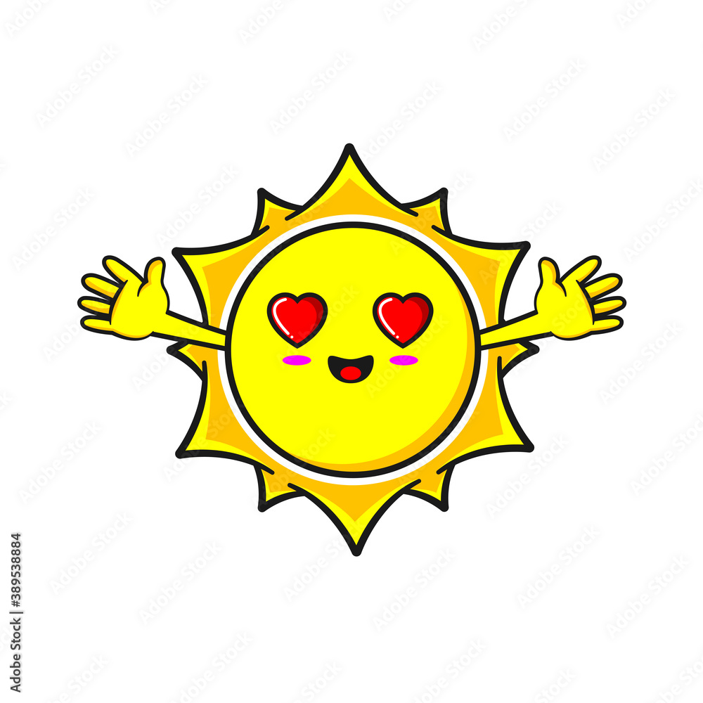 cute sun hugging vector illustration
