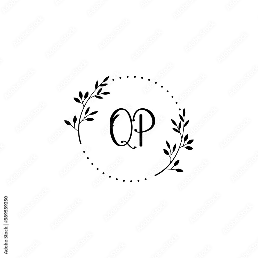Initial QP Handwriting, Wedding Monogram Logo Design, Modern Minimalistic and Floral templates for Invitation cards Initial QP Handwriting, Wedding Monogram Logo Design, Modern Minimalistic and Floral templates for Invitation cards