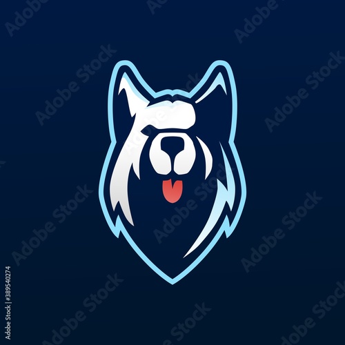 siberian husky e sport logo vector icon illustration