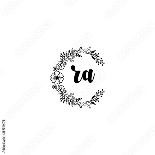 Initial RA Handwriting, Wedding Monogram Logo Design, Modern Minimalistic and Floral templates for Invitation cards 