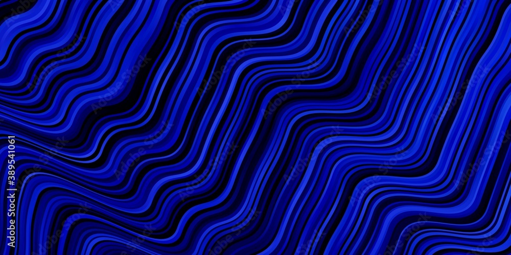 Dark BLUE vector background with curved lines. Dark BLUE vector background with curved lines.