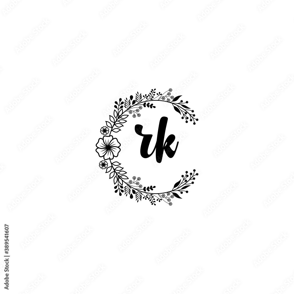 Initial RK Handwriting, Wedding Monogram Logo Design, Modern Minimalistic and Floral templates for Invitation cards Initial RK Handwriting, Wedding Monogram Logo Design, Modern Minimalistic and Floral templates for Invitation cards