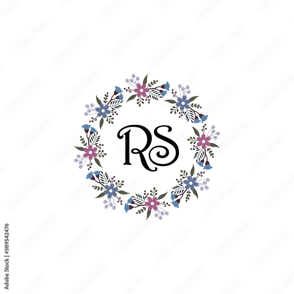 Initial RS Handwriting, Wedding Monogram Logo Design, Modern Minimalistic and Floral templates for Invitation cards	