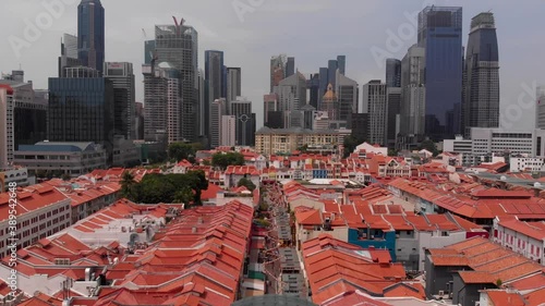 Singapore CBD view from Chinatown aerial photo