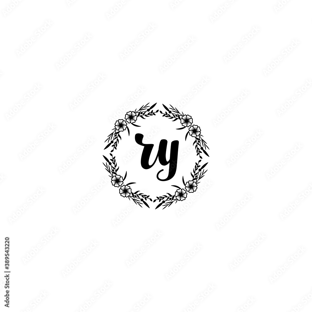 Initial RY Handwriting, Wedding Monogram Logo Design, Modern Minimalistic and Floral templates for Invitation cards Initial RY Handwriting, Wedding Monogram Logo Design, Modern Minimalistic and Floral templates for Invitation cards