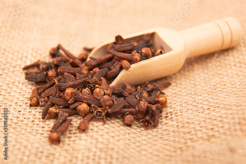 Wallpaper Mural Dried cloves in the wooden spoon, isolated on white background. Torontodigital.ca