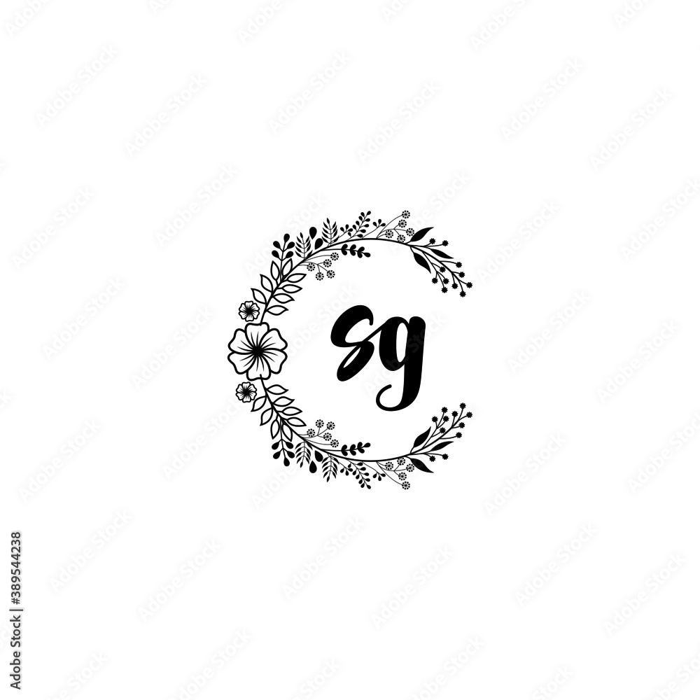 Initial SG Handwriting, Wedding Monogram Logo Design, Modern Minimalistic and Floral templates for Invitation cards Initial SG Handwriting, Wedding Monogram Logo Design, Modern Minimalistic and Floral templates for Invitation cards