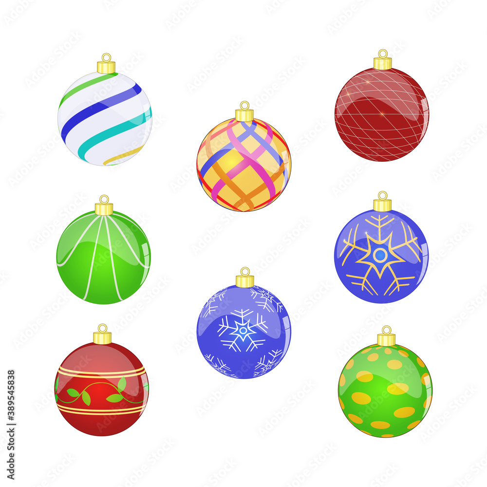 Set of colorful Christmas balls