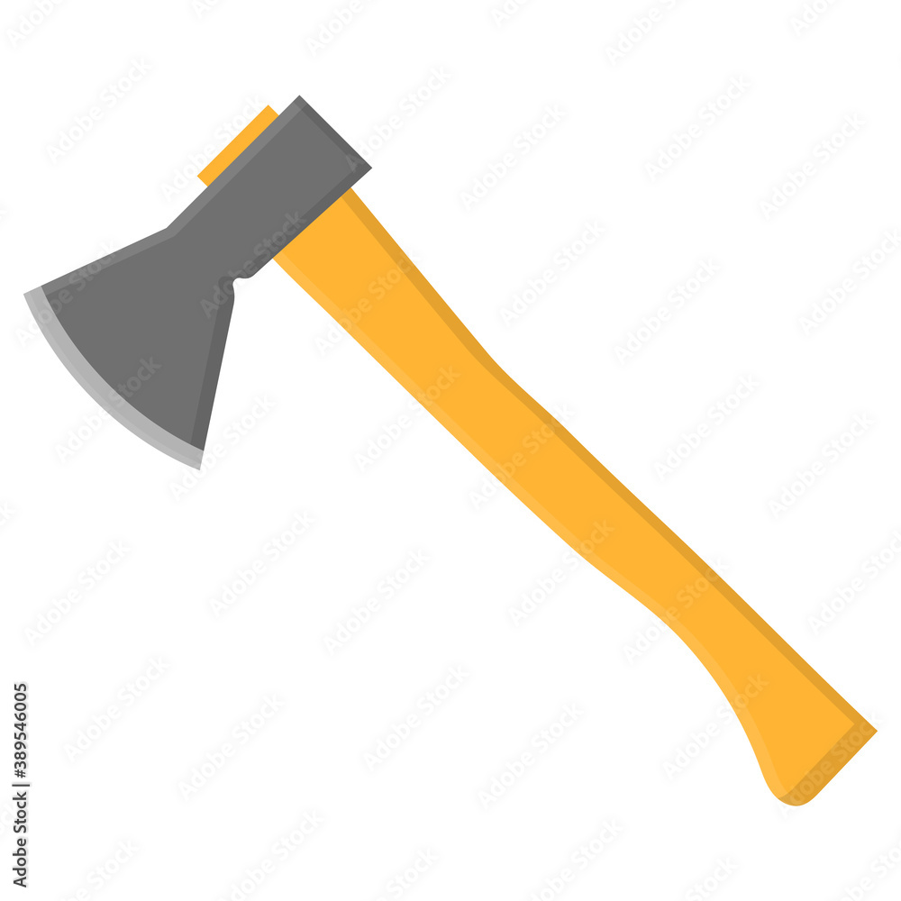 Wooden axe isolated in cartoon style on a white background. Gardening tool. Vector illustration for your design. Wooden axe isolated in cartoon style on a white background. Gardening tool. Vector illustration for your design.