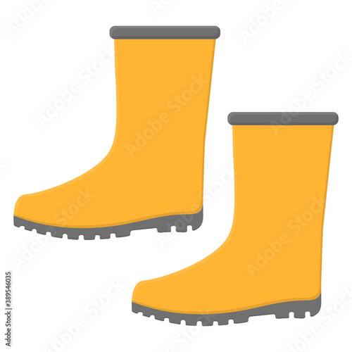 Yellow rubber boots isolated on white background. Vector illustration in cartoon style for your design.