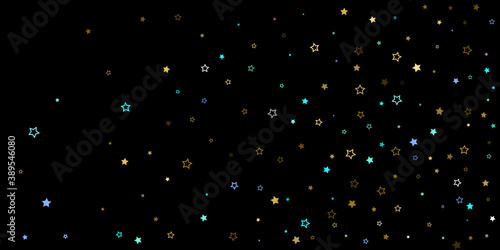 Gold, Blue stars, sprocket, shiny confetti. 