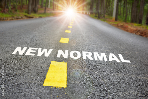 Road to new normal with the sunbeam after COVID-19 . Business challenge concept and natural background idea