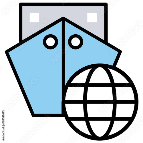 
A package boarded on a big cargo ship to enlighten idea of ship by sea
