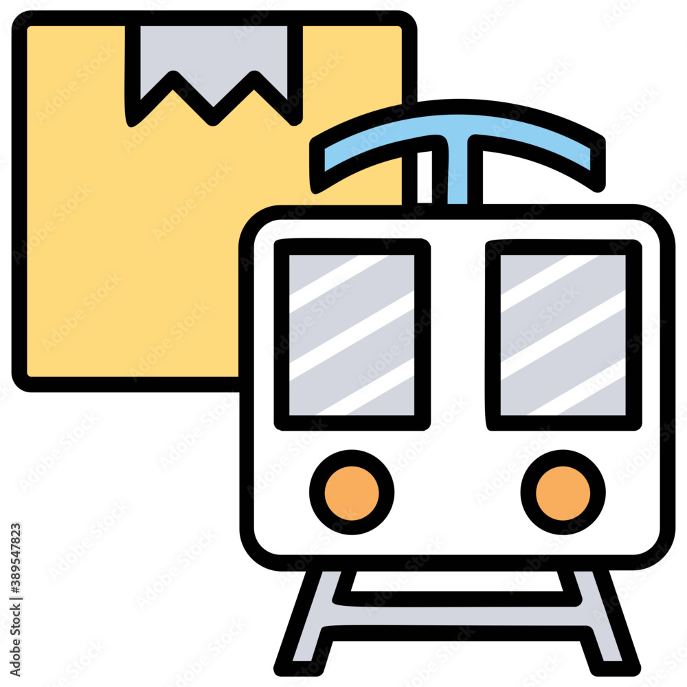
Goods train with package to dispatch and delivery
