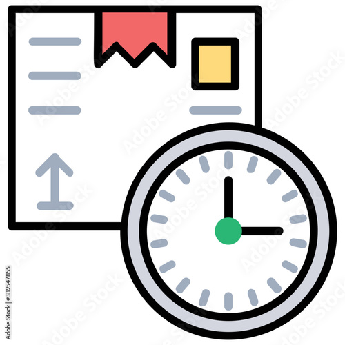 
About to dispatched package along with a wall clock showing concept of delivery in time
