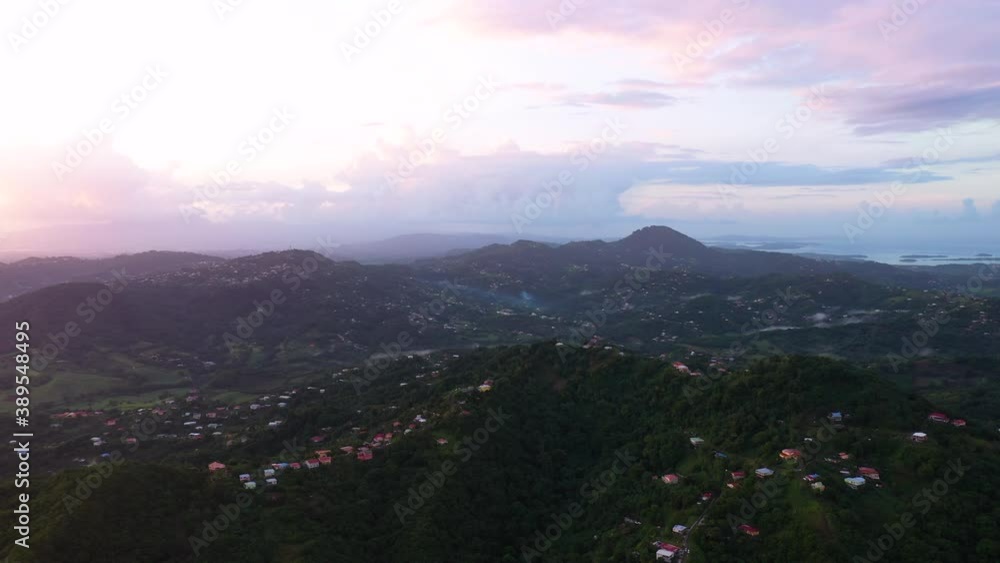 Beautiful sunset sky over Martinique from le Marin neighborhood Mountains and sea Beautiful sunset sky over Martinique from le Marin neighborhood Mountains and sea