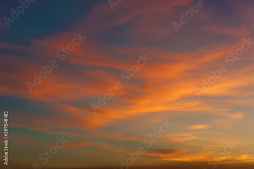Dramatic red cloudscape at sunset. Natural background. © leeyiutung