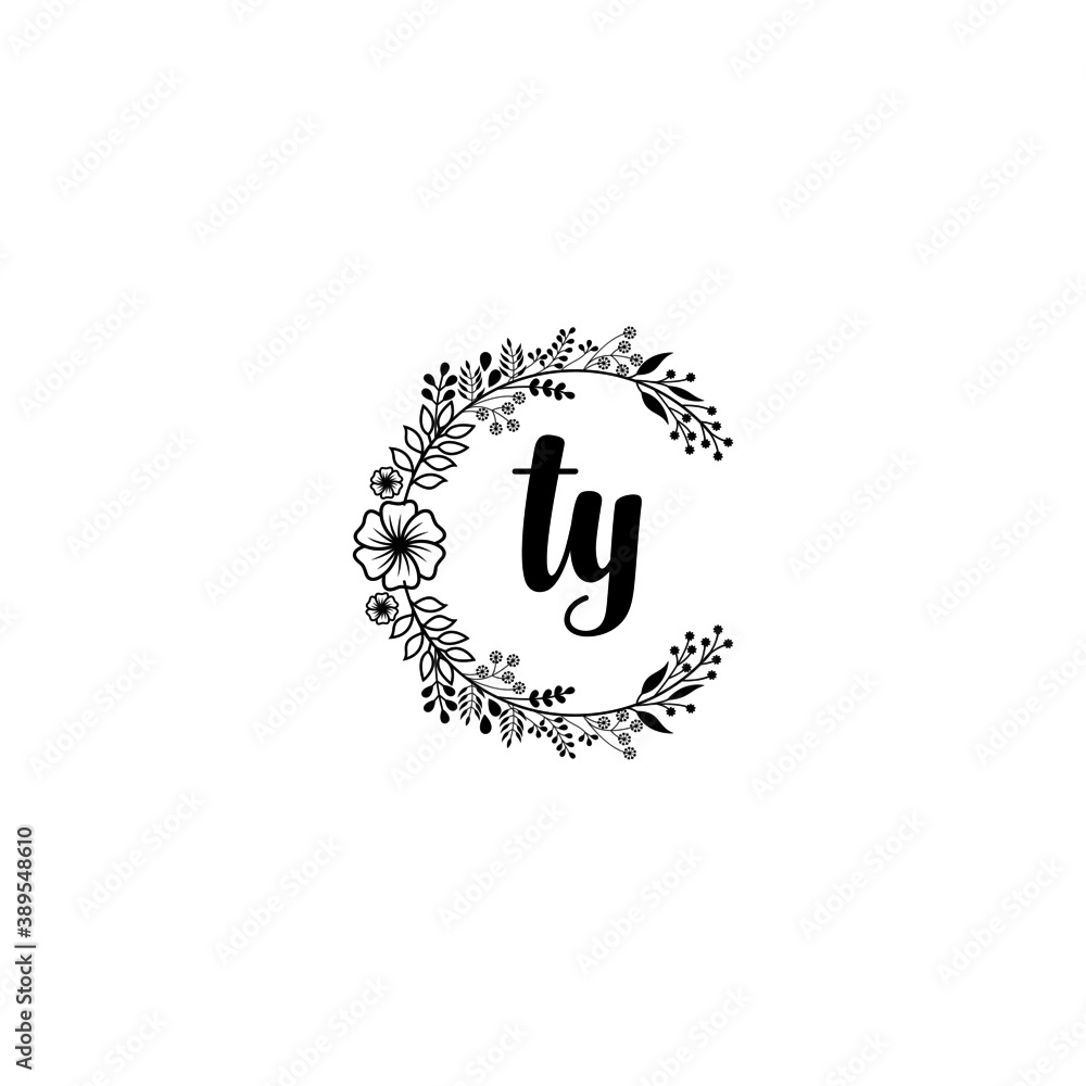 Initial TY Handwriting, Wedding Monogram Logo Design, Modern Minimalistic and Floral templates for Invitation cards Initial TY Handwriting, Wedding Monogram Logo Design, Modern Minimalistic and Floral templates for Invitation cards