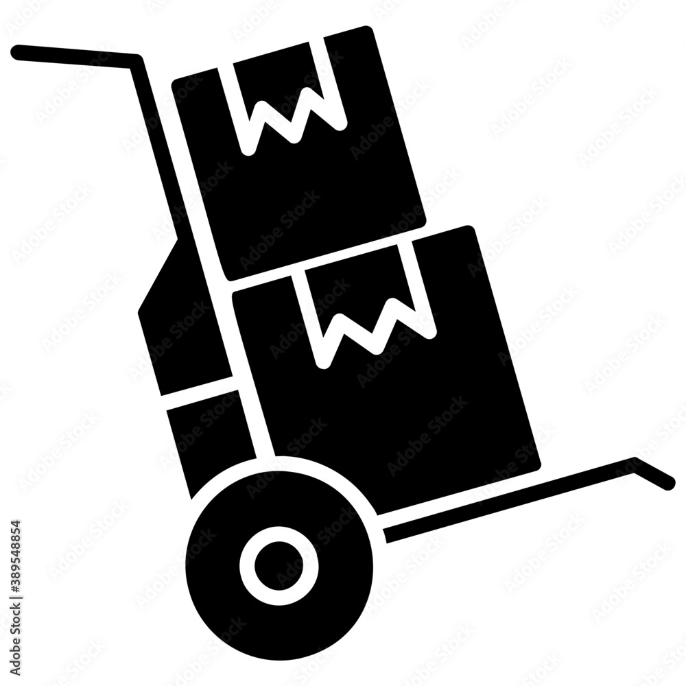 A hand truck or cart with some packed cardboard boxes
A hand truck or cart with some packed cardboard boxes