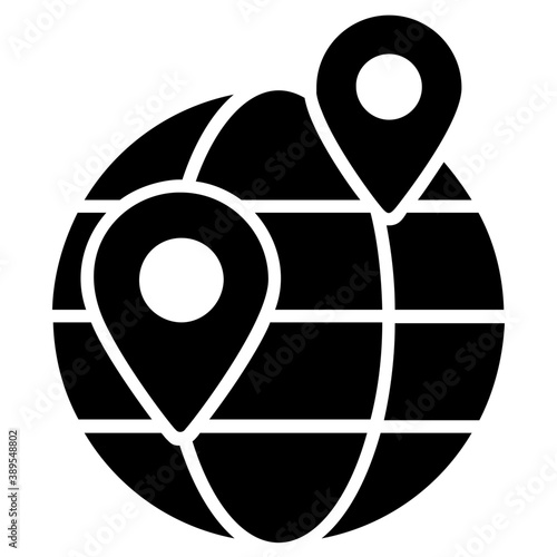 
Location pointers pointed over a world globe, conceptualizing delivery location 
