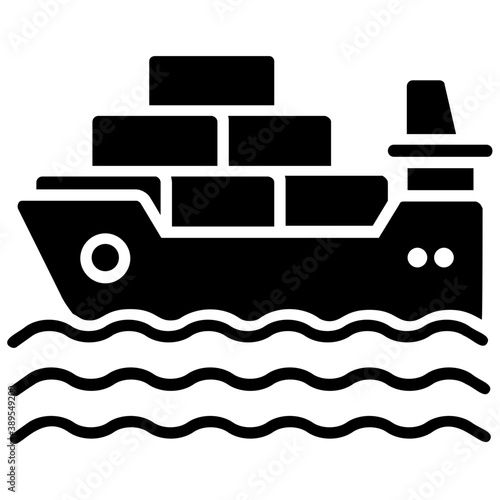 
A package boarded on a big cargo ship to enlighten idea of ship by sea
