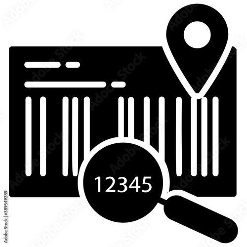 
Online portals offer a special order number to track the package, this concept is iconised by using barcode, hand lense and location pin
