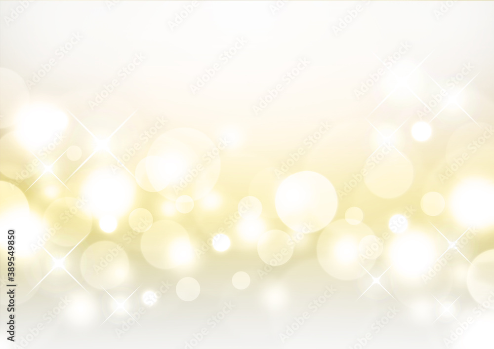 煌めく光と白い透明な水玉模様 金色と白のグラデーション 背景素材 横型 Stock Illustration Adobe Stock