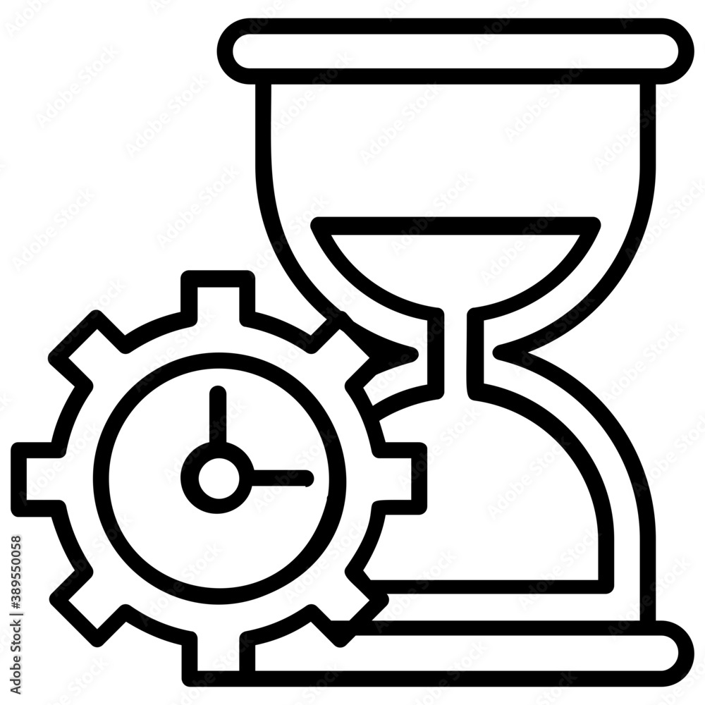 
Hourglass and cogwheel clock as a whole giving an icon for processing time
