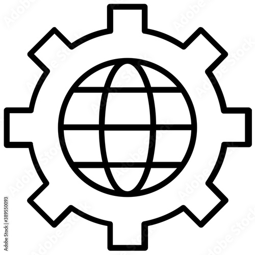 
A cogwheel having globe inside showing business logistics management
