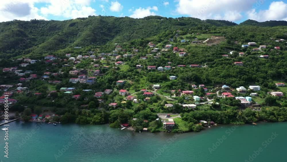 houses on a hill Martinique mountains le Marin coastline neighborhood exotic vacation tropical climate houses on a hill Martinique mountains le Marin coastline neighborhood exotic vacation tropical climate