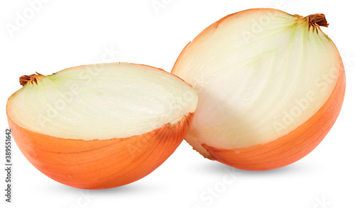 half of onion isolated on white background. full depth of field. clipping path