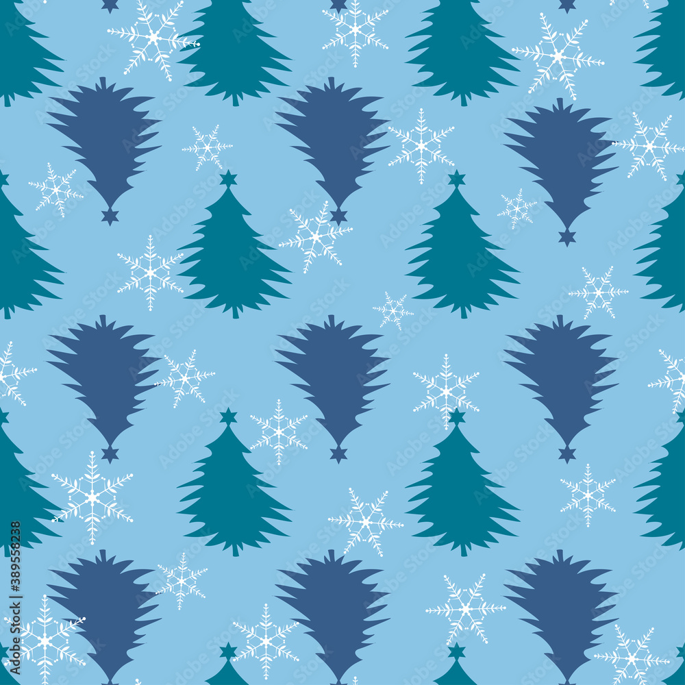Seamless Christmas pattern with trees